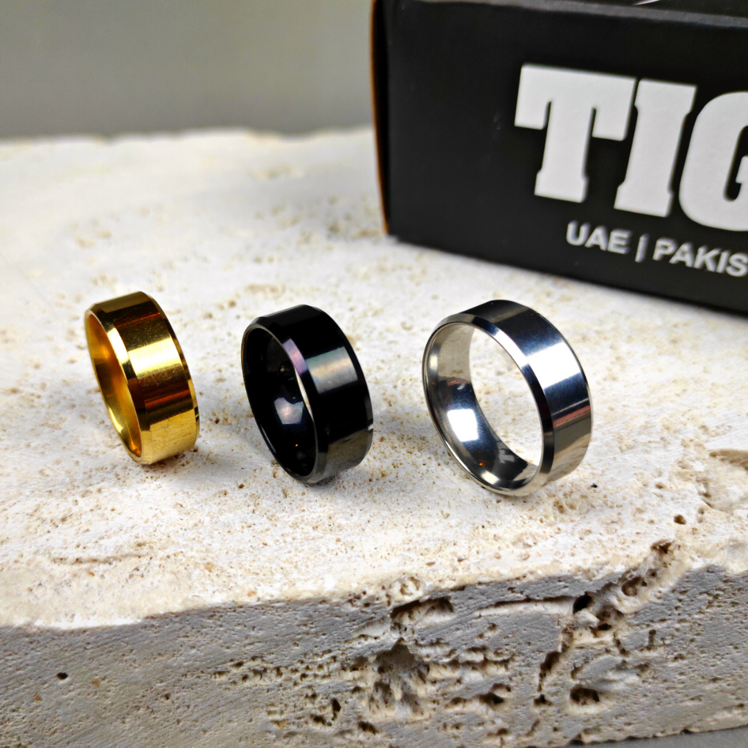Angular Steel Ring (Black, Silver, Golden)