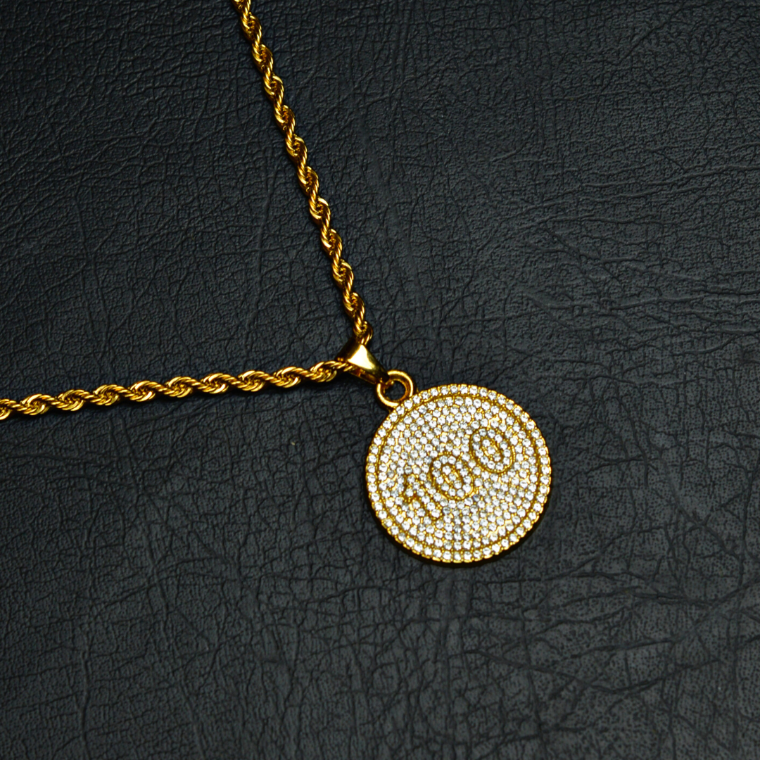 100 Sign Iced Necklace (Golden)
