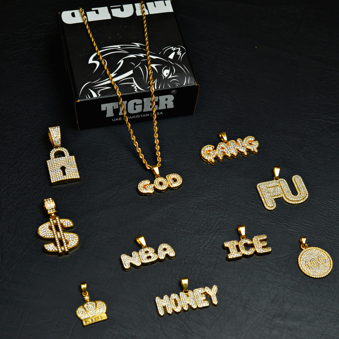 100 Sign Iced Necklace (Golden)