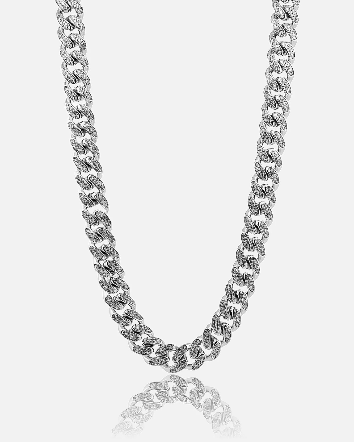 12mm Iced Cuban Chain & Bracelet Set (Silver)
