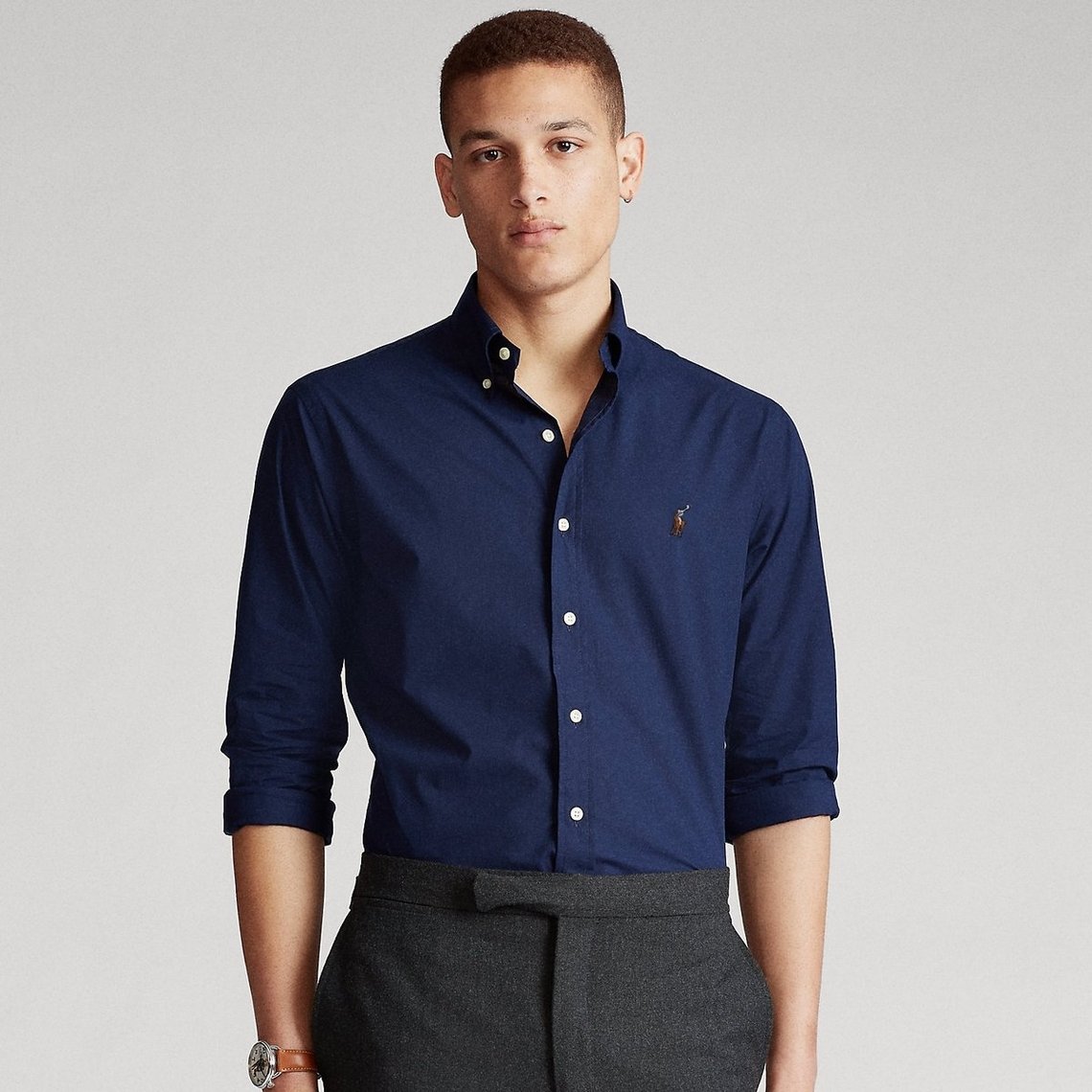 RL Navy Blue embroidered logo Casual Shirt